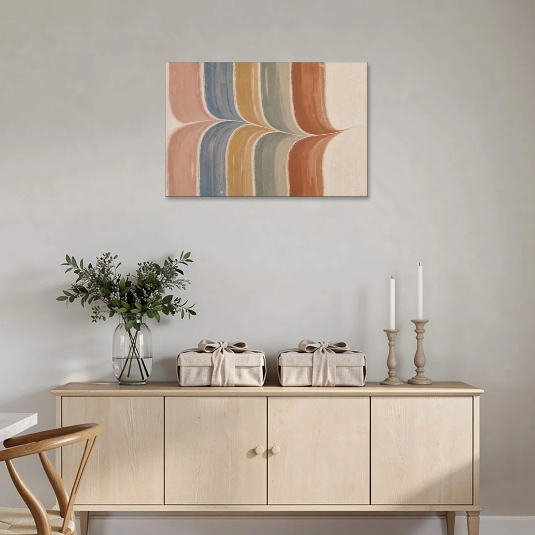 Colorful Boho Wall Art with a Gentle Stripe Wave - Canvas Wall Art - Coffee Table - 36x24