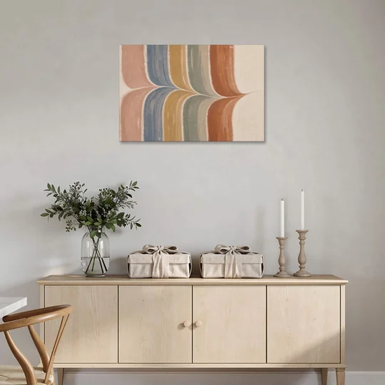 Colorful Boho Wall Art with a Gentle Stripe Wave - Canvas Wall Art - Coffee Table - 36x24