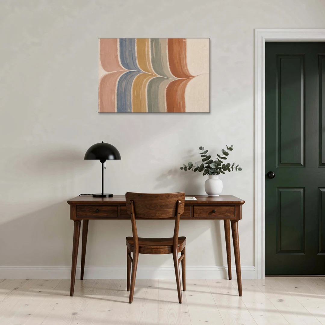 Colorful Boho Wall Art with a Gentle Stripe Wave - Canvas Wall Art - Office - 36x24
