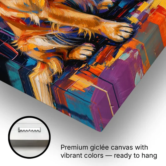 Colorful Golden Retriever Portrait - Canvas Wall Art - Gallery Wrap Corner