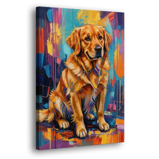 Colorful Golden Retriever Portrait - Canvas Wall Art - Side