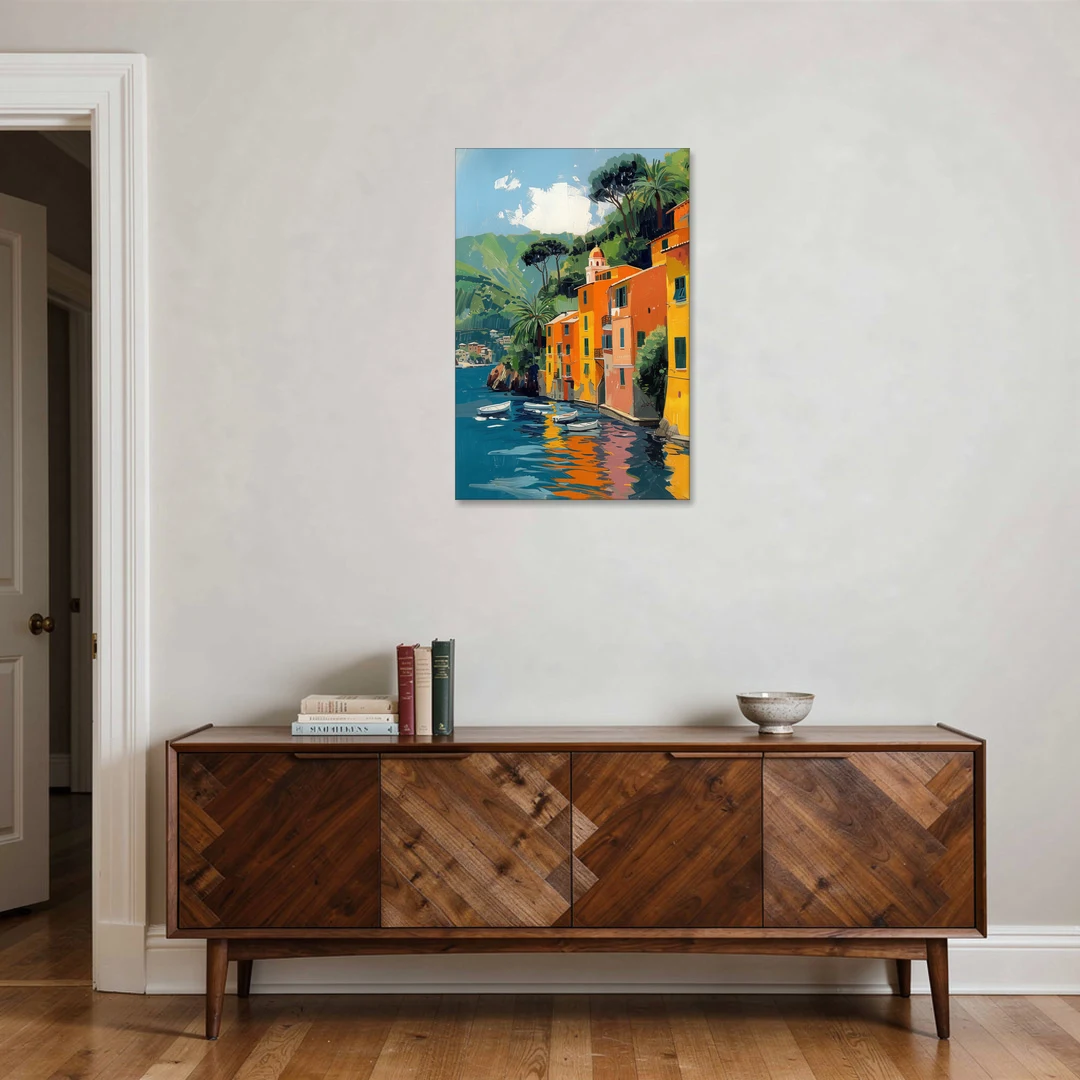 Colorful Houses Painting of Portofino - Canvas Wall Art - Coffee Table - 24x36