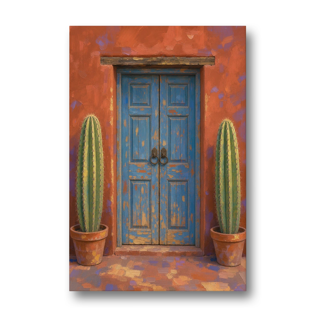Colorful Mexican Wall Art of a Talavera Door - Canvas Wall Art - Front