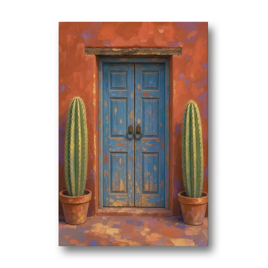 Colorful Mexican Wall Art of a Talavera Door - Canvas Wall Art - Front
