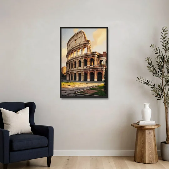 Colosseum Majesty - Black Framed Canvas Wall Art - Sofa - 24x36
