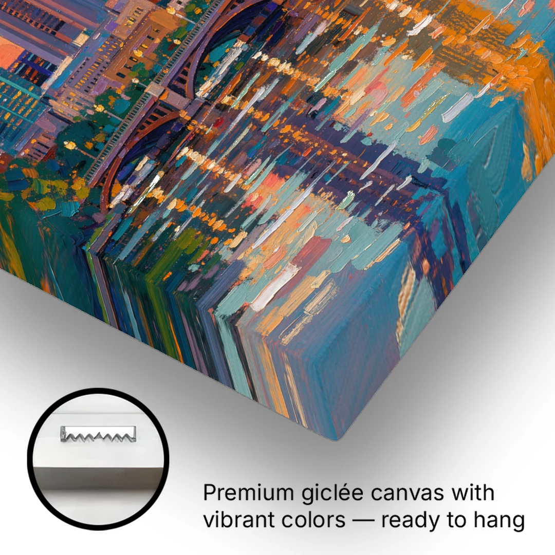 Columbus Cityscape Reflection - Canvas Wall Art - Gallery Wrap Corner