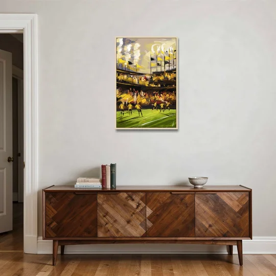 Columbus Crew Soccer Spirit - Oak Framed Canvas Wall Art - Coffee Table - 24x36