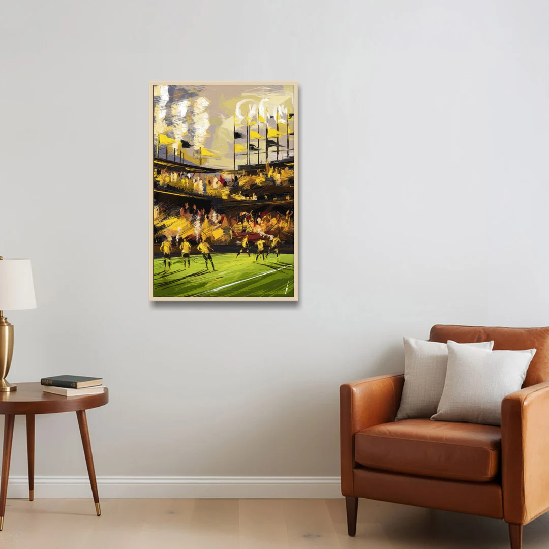 Columbus Crew Soccer Spirit - Oak Framed Canvas Wall Art - Sofa - 24x36