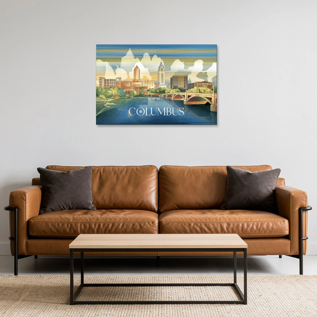 Columbus Urban Charm - Canvas Wall Art - Sofa - 36x24