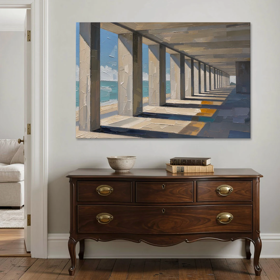 Conference Room Wall Art of a Seaside Colonnade - Canvas Wall Art - Coffee Table - 60x40