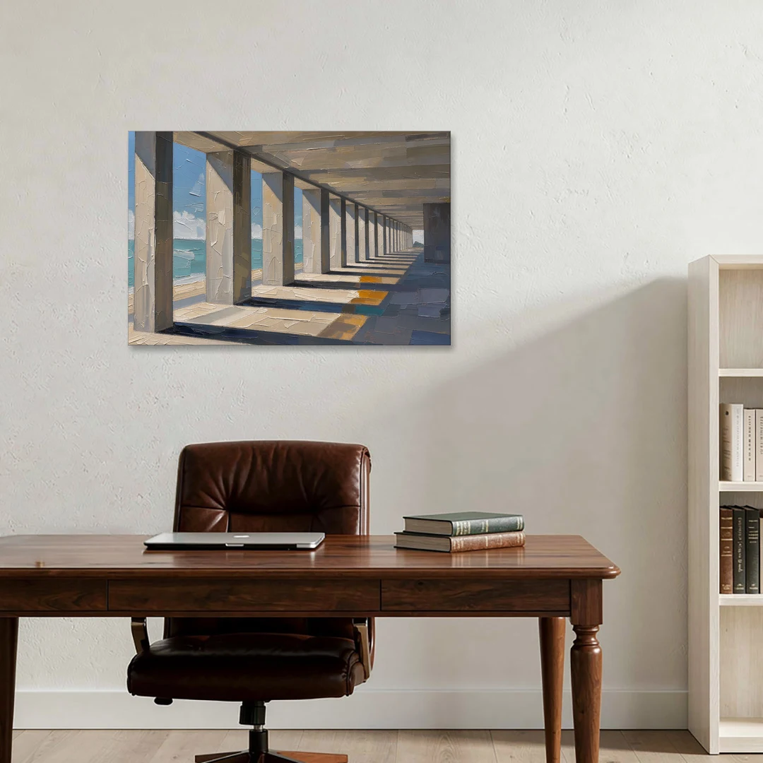 Conference Room Wall Art of a Seaside Colonnade - Canvas Wall Art - Office - 36x24
