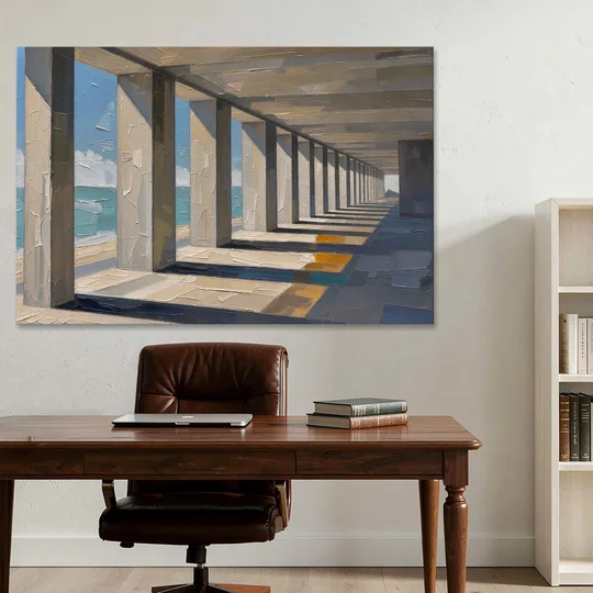 Conference Room Wall Art of a Seaside Colonnade - Canvas Wall Art - Office - 60x40