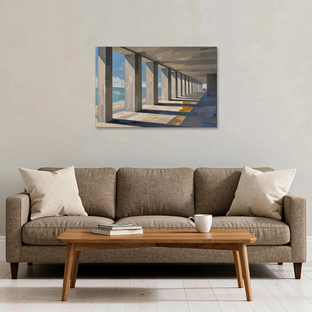 Conference Room Wall Art of a Seaside Colonnade - Canvas Wall Art - Sofa - 36x24