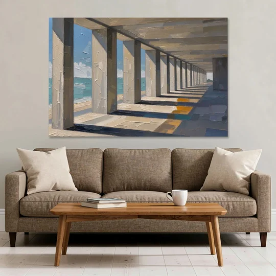 Conference Room Wall Art of a Seaside Colonnade - Canvas Wall Art - Sofa - 60x40