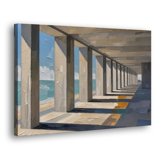 Conference Room Wall Art of a Seaside Colonnade - Canvas Wall Art - Side