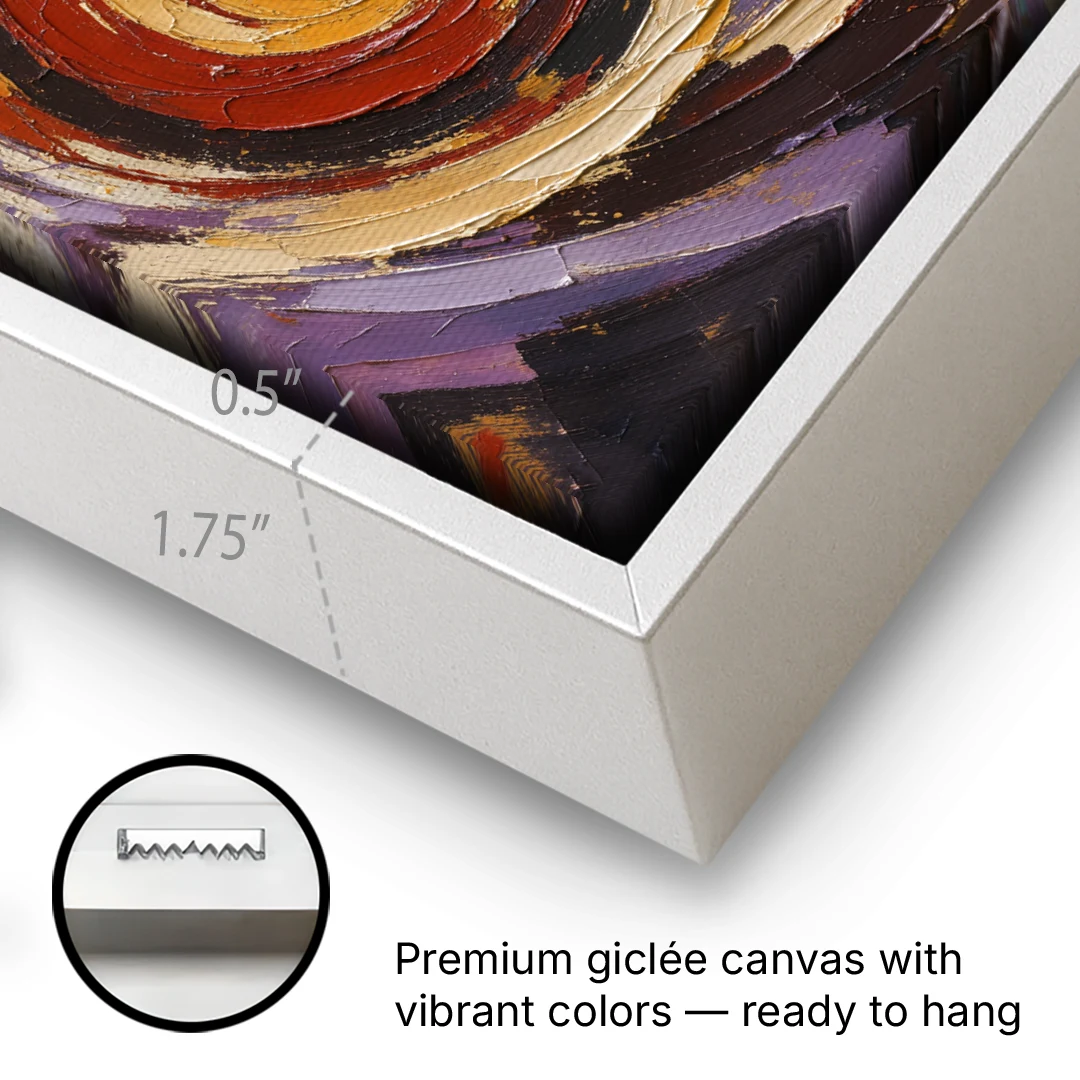 Contemporary Abstract Crimson Vortex - White Framed Canvas Wall Art - Gallery Wrap Corner