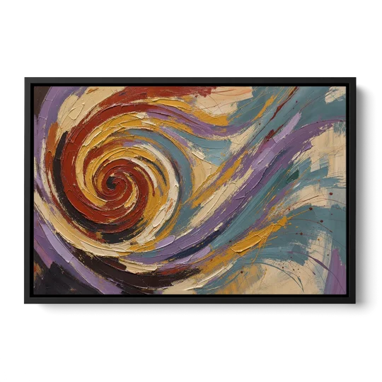 Contemporary Abstract Crimson Vortex - Black Framed Canvas Wall Art - Front