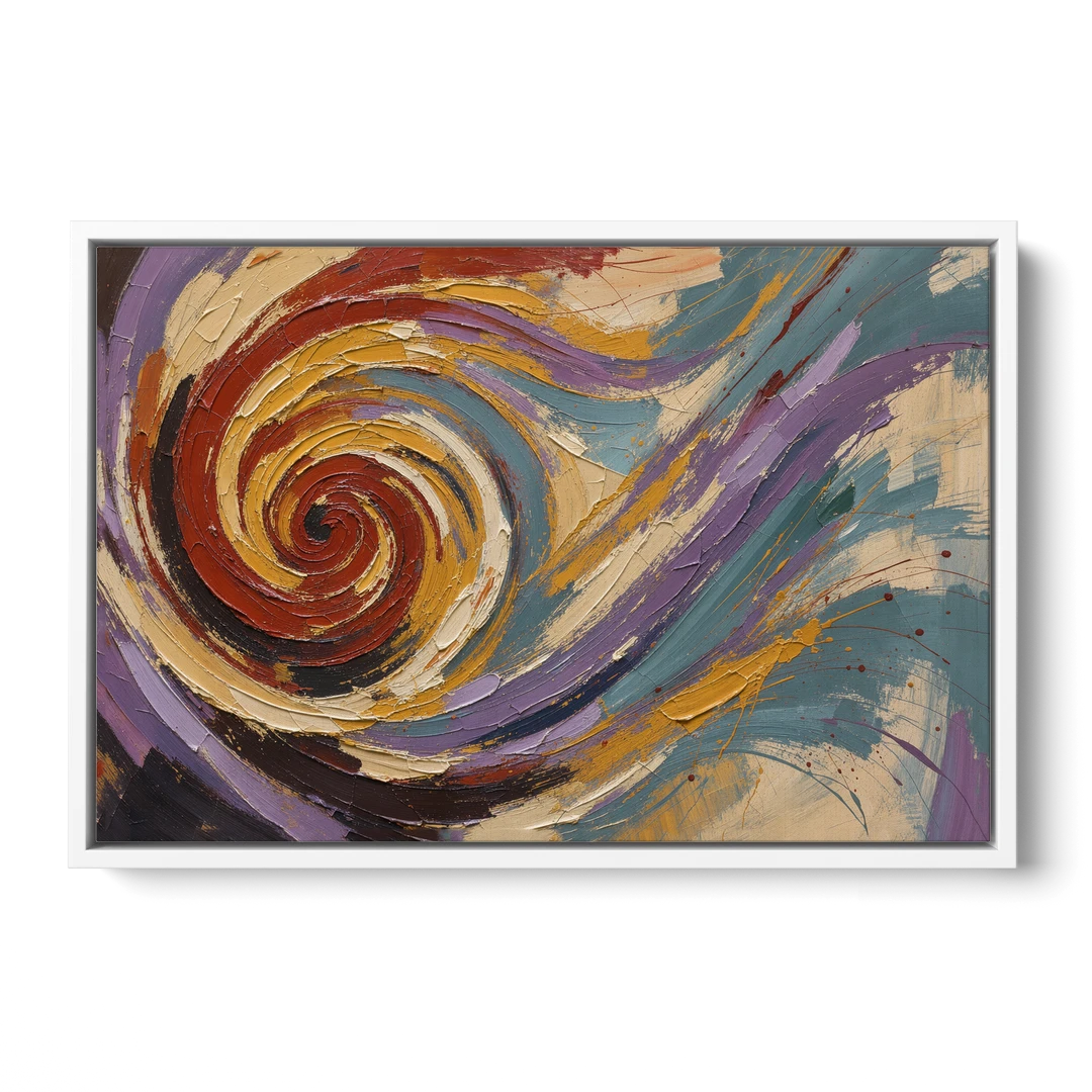 Contemporary Abstract Crimson Vortex - White Framed Canvas Wall Art - Front
