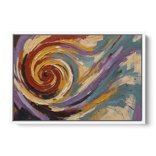 Contemporary Abstract Crimson Vortex - White Framed Canvas Wall Art - Front
