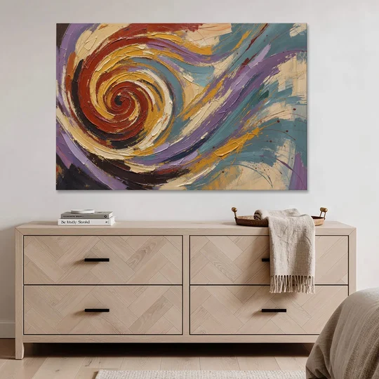 Contemporary Abstract Crimson Vortex - Canvas Wall Art - Coffee Table - 60x40
