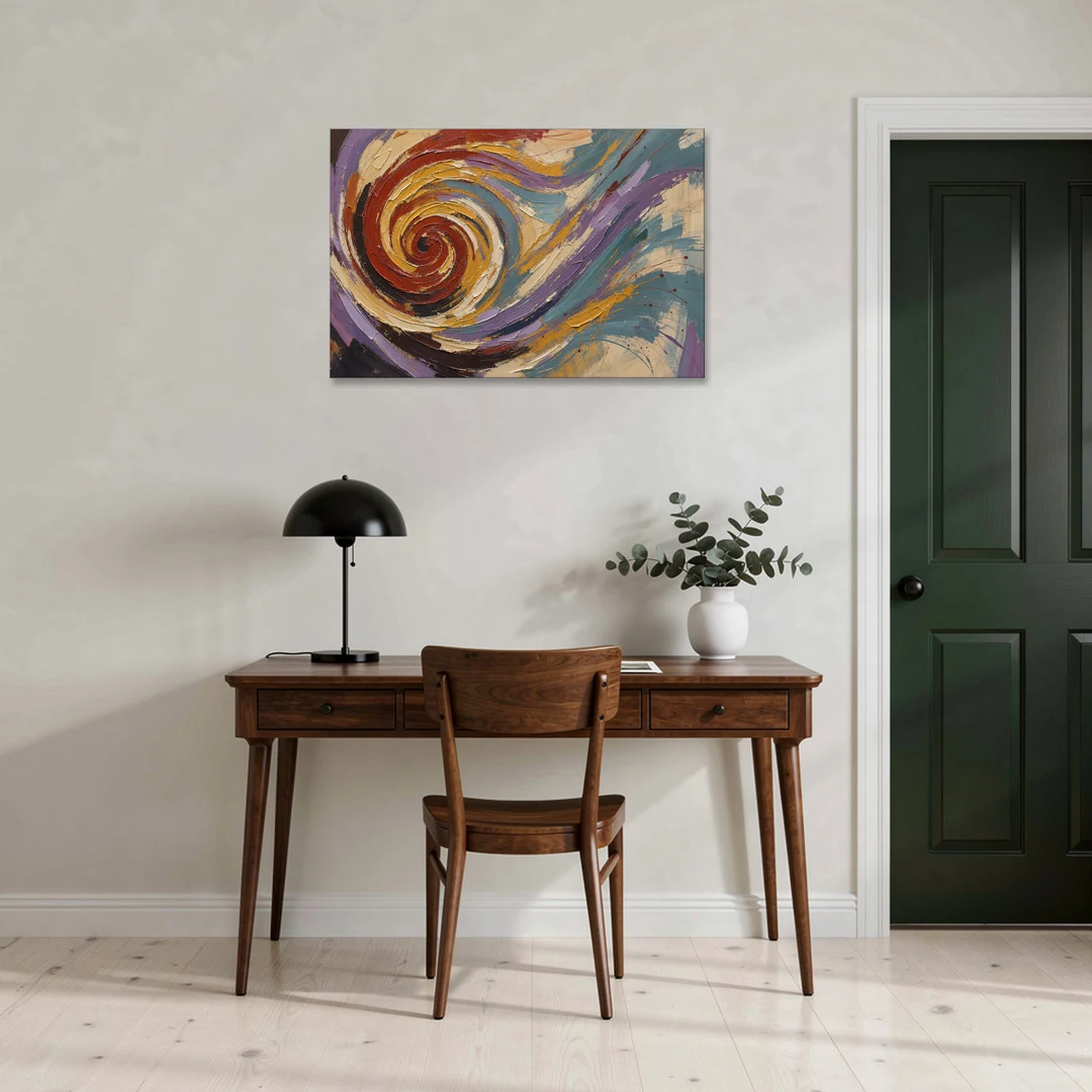 Contemporary Abstract Crimson Vortex - Canvas Wall Art - Office - 36x24