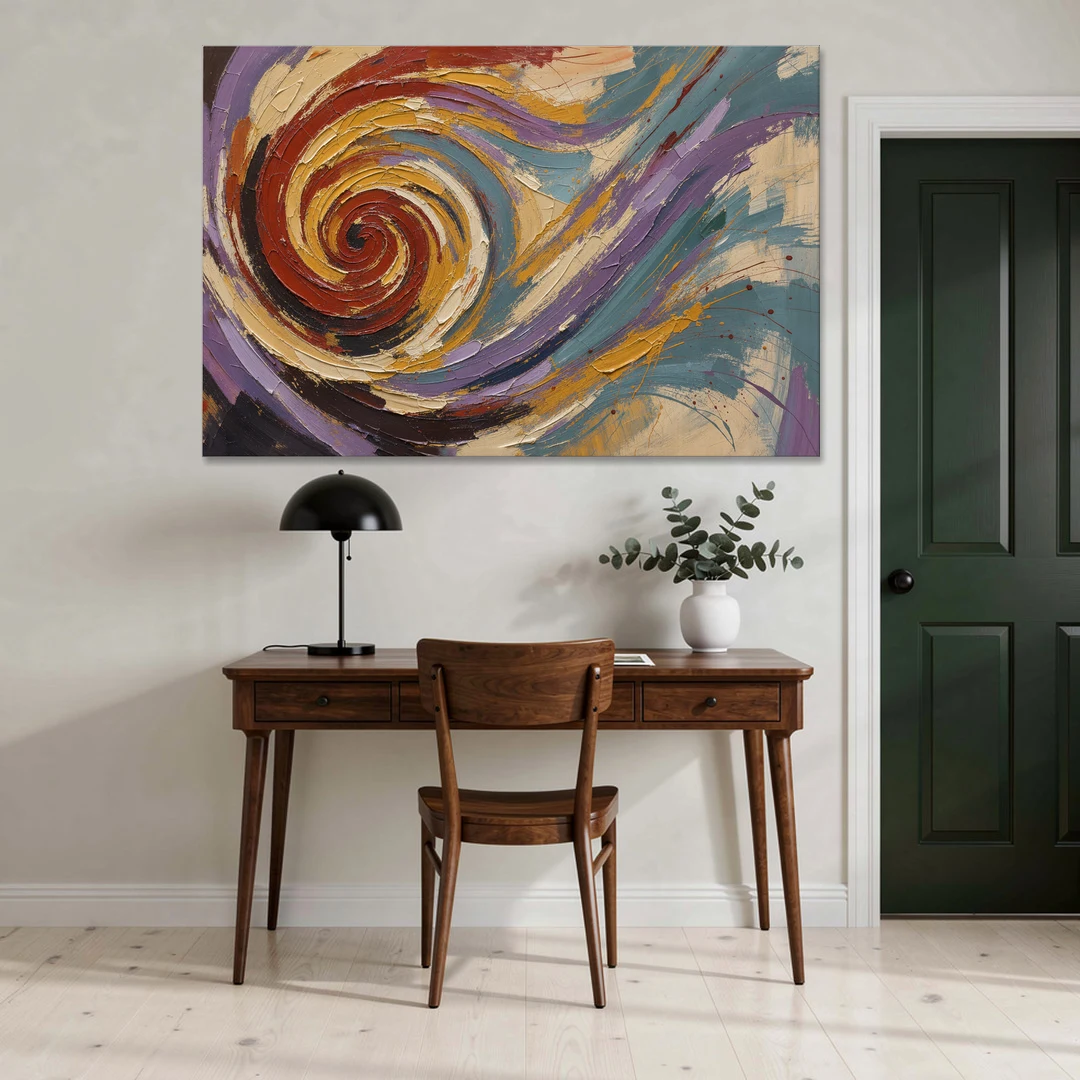 Contemporary Abstract Crimson Vortex - Canvas Wall Art - Office - 60x40