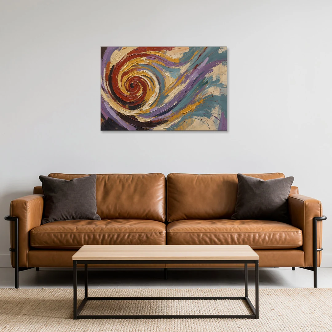 Contemporary Abstract Crimson Vortex - Canvas Wall Art - Sofa - 36x24