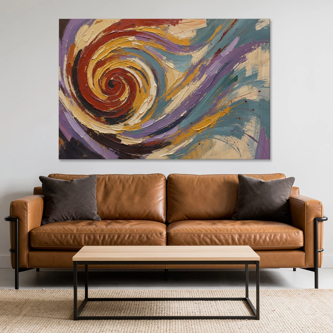 Contemporary Abstract Crimson Vortex - Canvas Wall Art - Sofa - 60x40