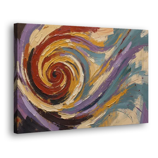 Contemporary Abstract Crimson Vortex - Canvas Wall Art - Side