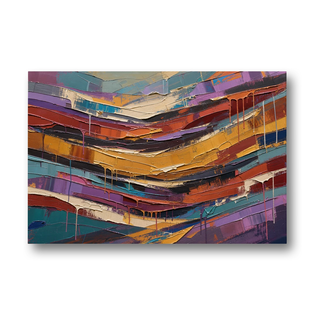 Contemporary Abstract Painting of Canyon Strata - Canvas Wall Art - Front