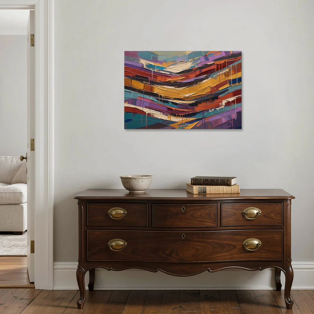 Contemporary Abstract Painting of Canyon Strata - Canvas Wall Art - Coffee Table - 36x24