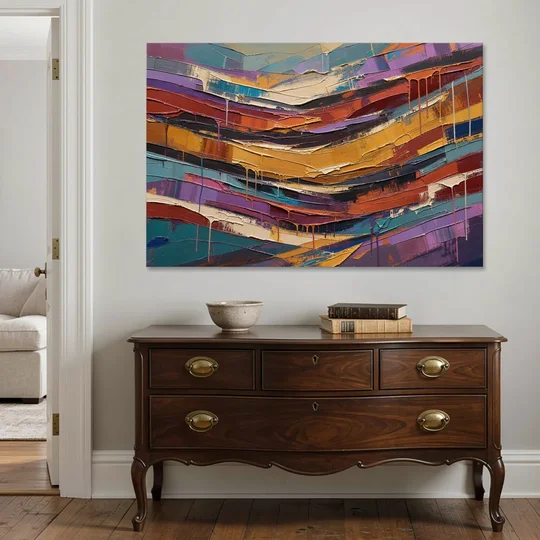 Contemporary Abstract Painting of Canyon Strata - Canvas Wall Art - Coffee Table - 60x40