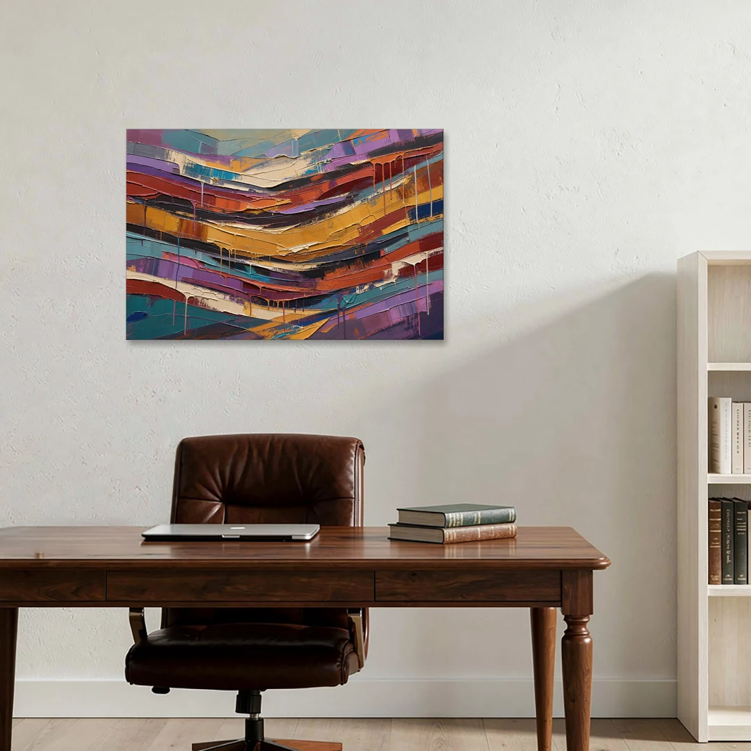 Contemporary Abstract Painting of Canyon Strata - Canvas Wall Art - Office - 36x24