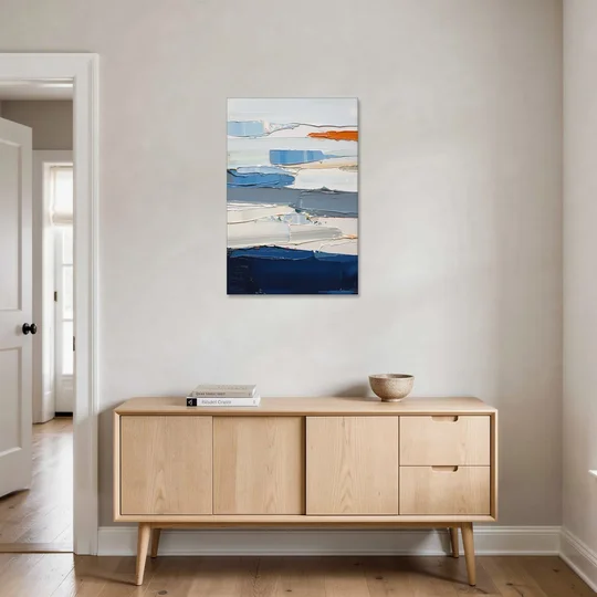 Contemporary Blue Wall Art with a Navy Anchor - Canvas Wall Art - Coffee Table - 24x36