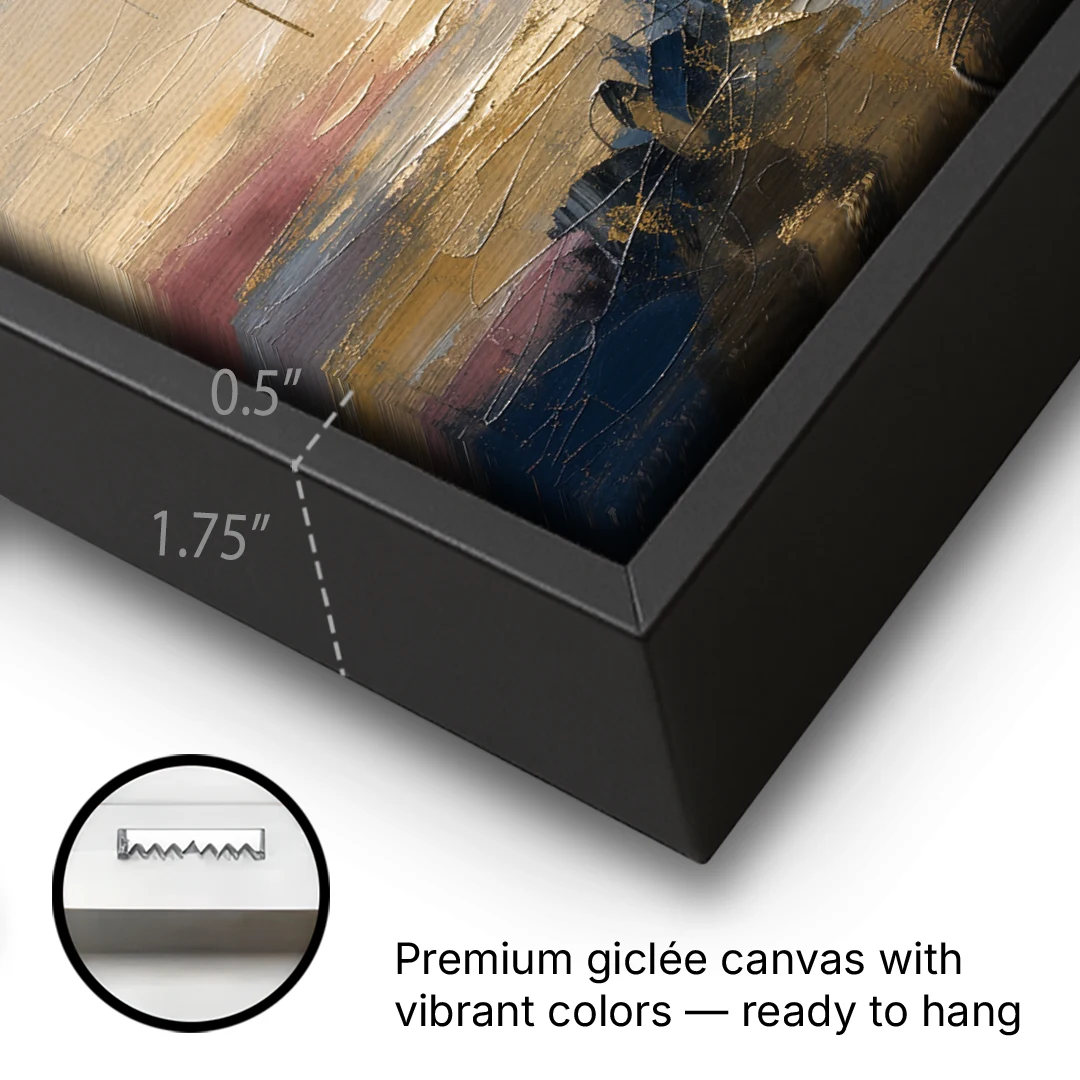 Contemporary Christian Art of the Draped Cross at Dawn - Black Framed Canvas Wall Art - Gallery Wrap Corner