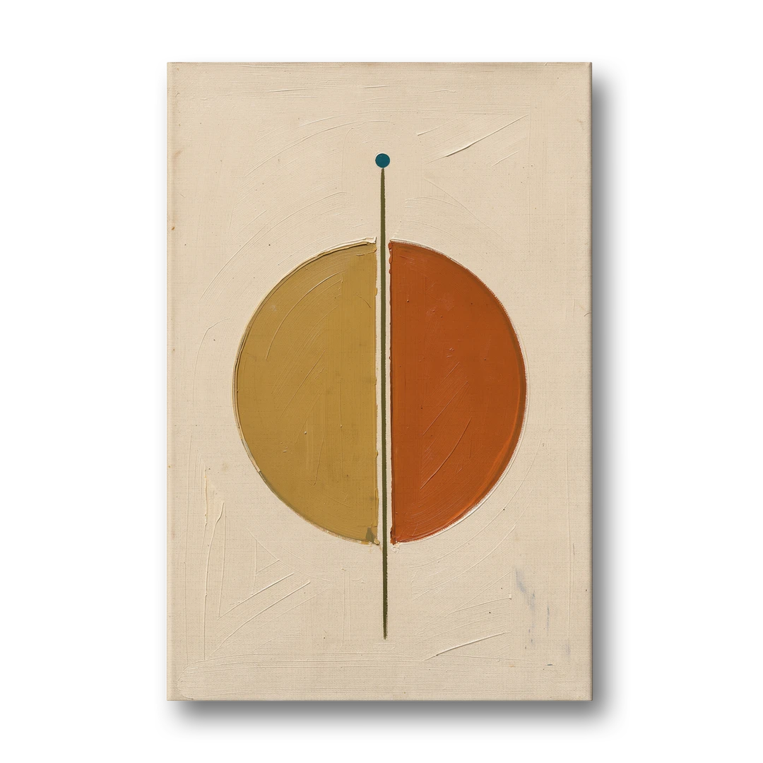 Contemporary Geometric Painting of a Divided Circle - Canvas Wall Art - Front