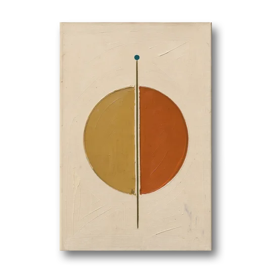 Contemporary Geometric Painting of a Divided Circle - Canvas Wall Art - Front