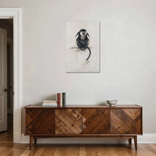 Contemporary Nursery Wall Art with a Colobus Monkey - Canvas Wall Art - Coffee Table - 24x36