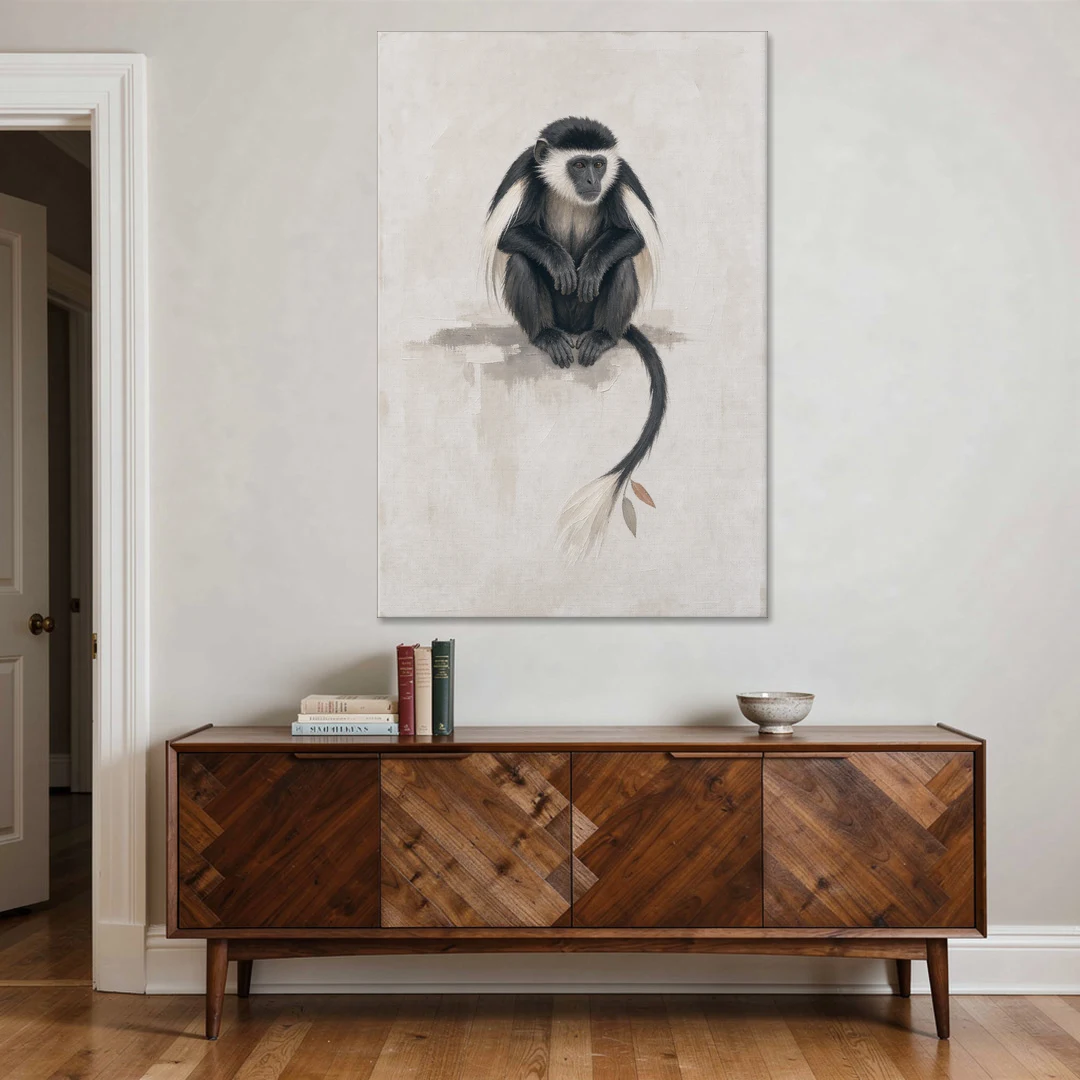 Contemporary Nursery Wall Art with a Colobus Monkey - Canvas Wall Art - Coffee Table - 40x60