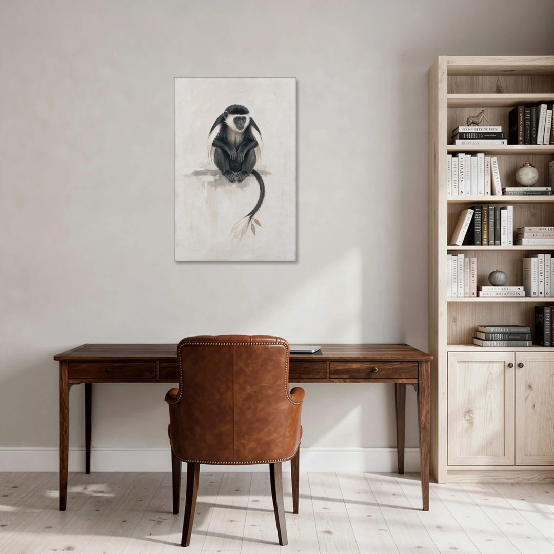 Contemporary Nursery Wall Art with a Colobus Monkey - Canvas Wall Art - Office - 24x36