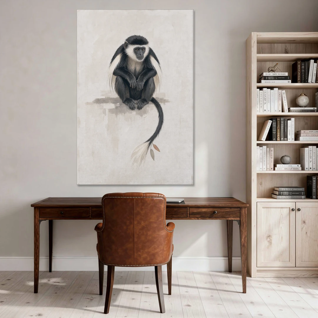 Contemporary Nursery Wall Art with a Colobus Monkey - Canvas Wall Art - Office - 40x60