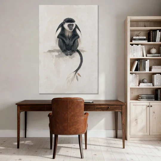 Contemporary Nursery Wall Art with a Colobus Monkey - Canvas Wall Art - Office - 40x60