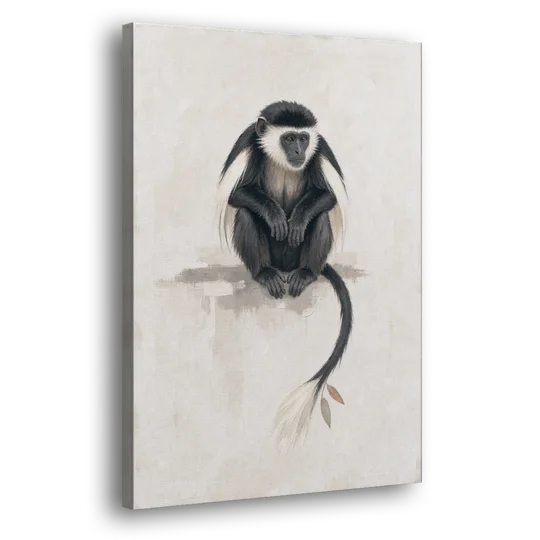 Contemporary Nursery Wall Art with a Colobus Monkey - Canvas Wall Art - Side