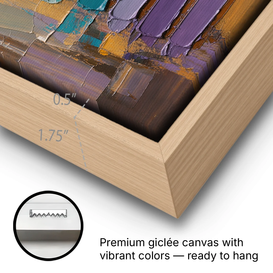 Contemporary Pastel Knife Ladder - Oak Framed Canvas Wall Art - Gallery Wrap Corner