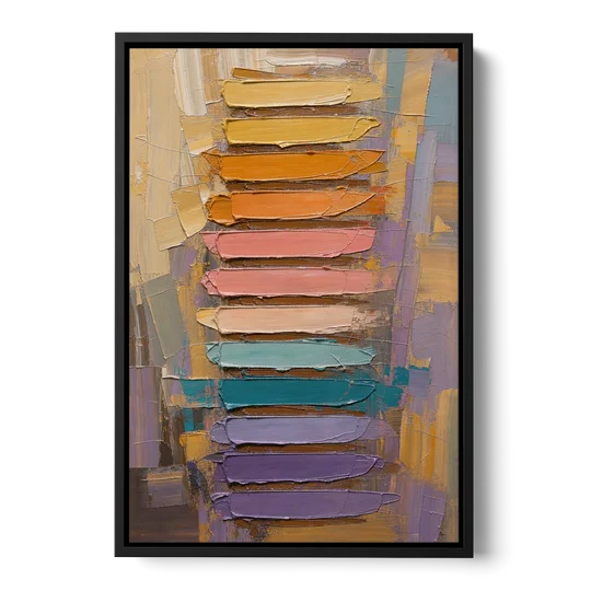 Contemporary Pastel Knife Ladder - Black Framed Canvas Wall Art - Front