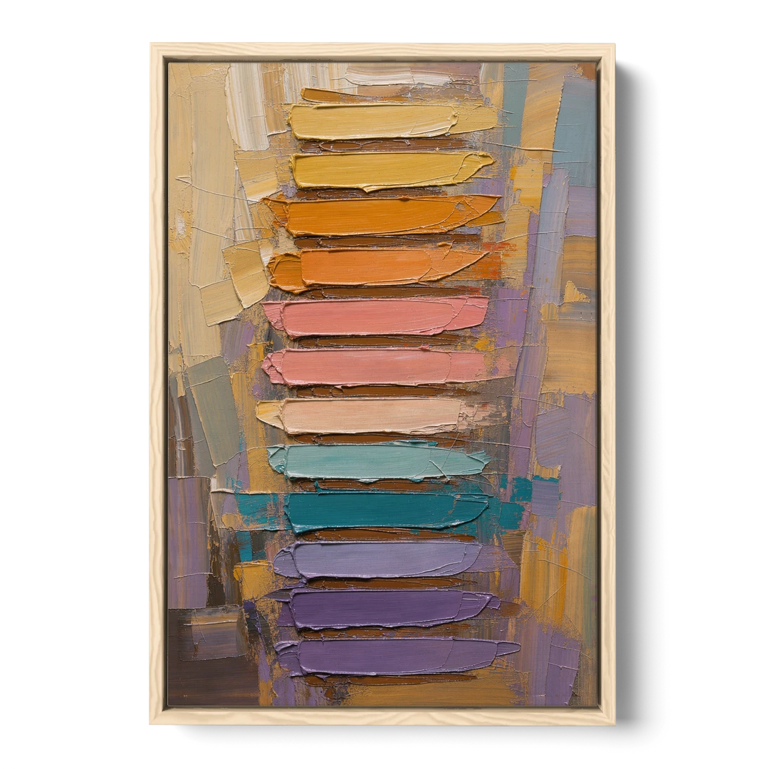 Contemporary Pastel Knife Ladder - Oak Framed Canvas Wall Art - Front