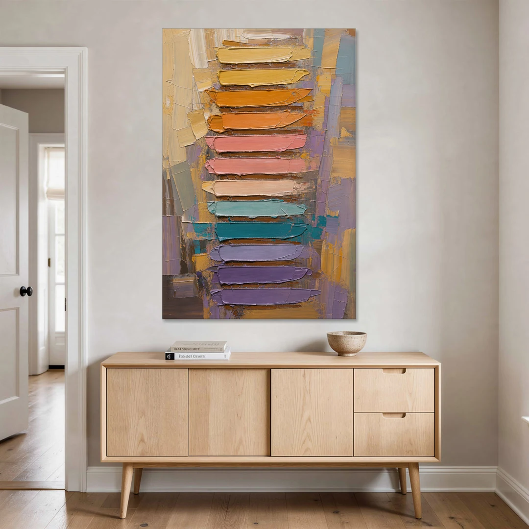 Contemporary Pastel Knife Ladder - Canvas Wall Art - Coffee Table - 40x60