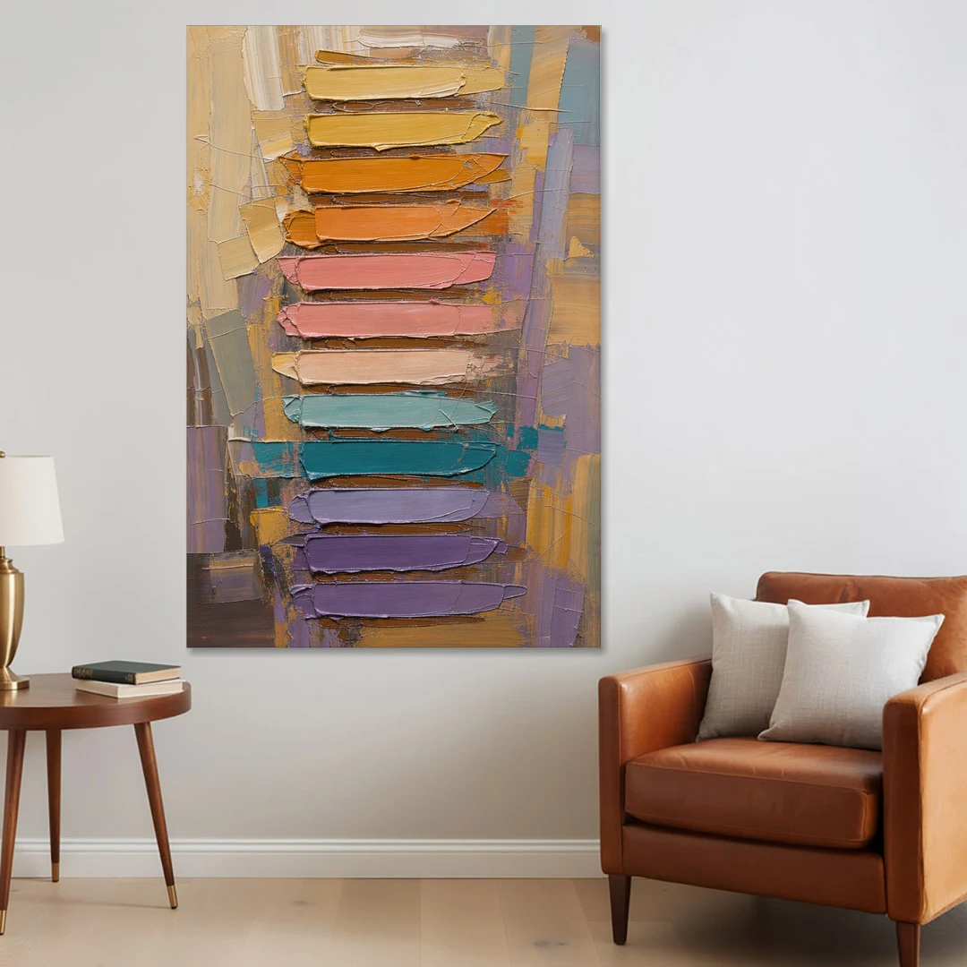 Contemporary Pastel Knife Ladder - Canvas Wall Art - Sofa - 40x60