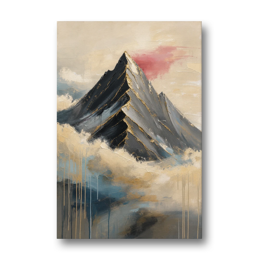 Contemporary Wall Art Black Peak Above Ivory Clouds - Canvas Wall Art - Front