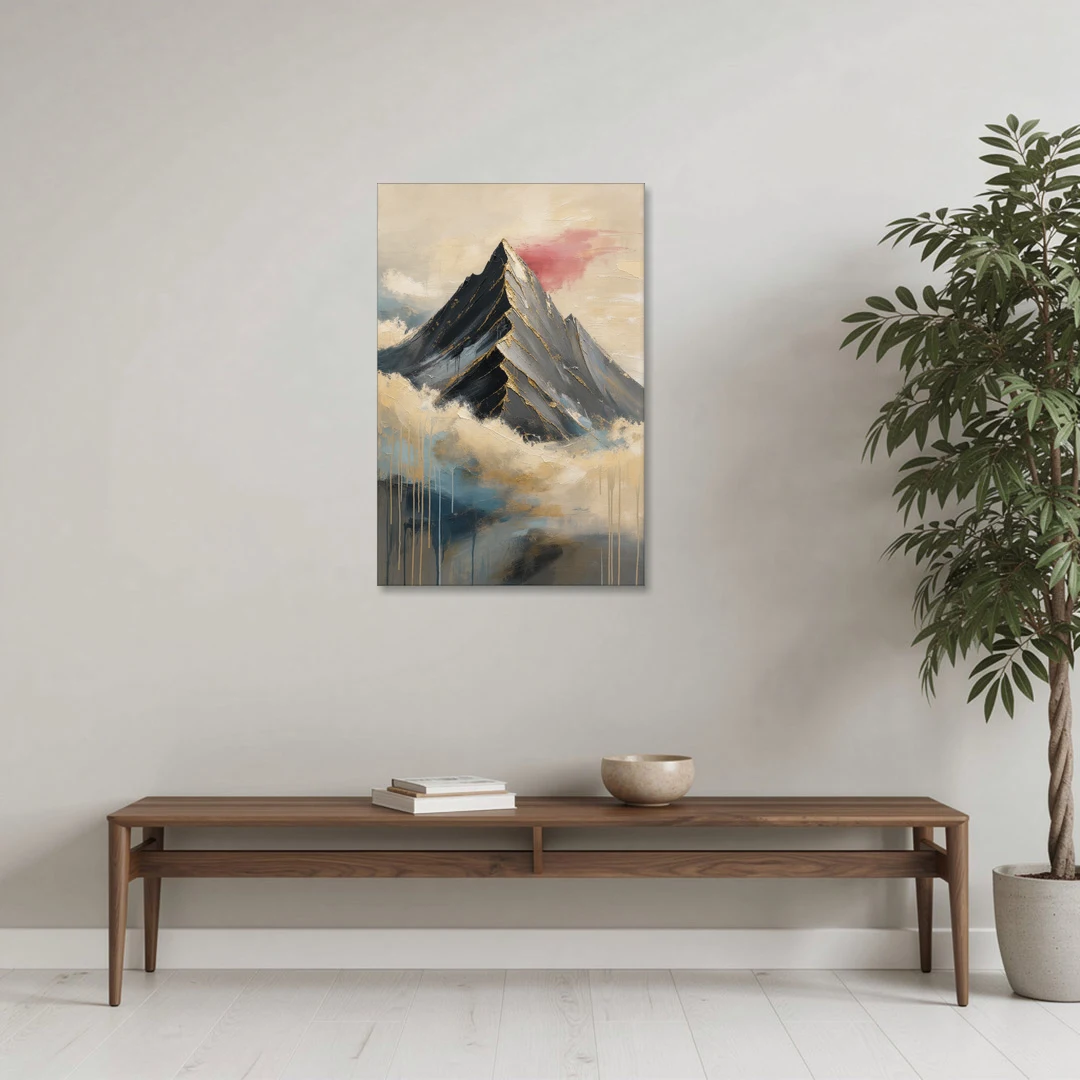 Contemporary Wall Art Black Peak Above Ivory Clouds - Canvas Wall Art - Coffee Table - 24x36